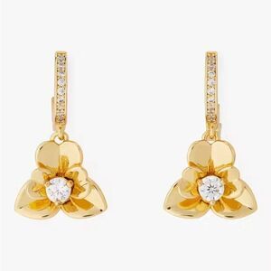 Kate Spade Precious Pansy Pavé Drop Huggies